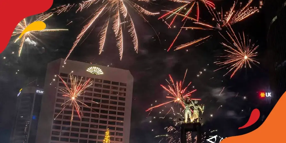 kembang api di bundaran hi